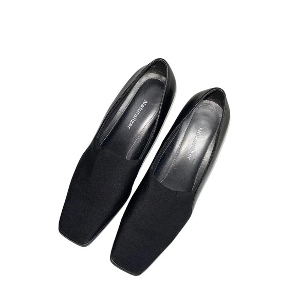 Naturalizer Black Square Toe Slip-on Contrast Leather Block Heels 7.5 Women’s - Picture 11 of 11